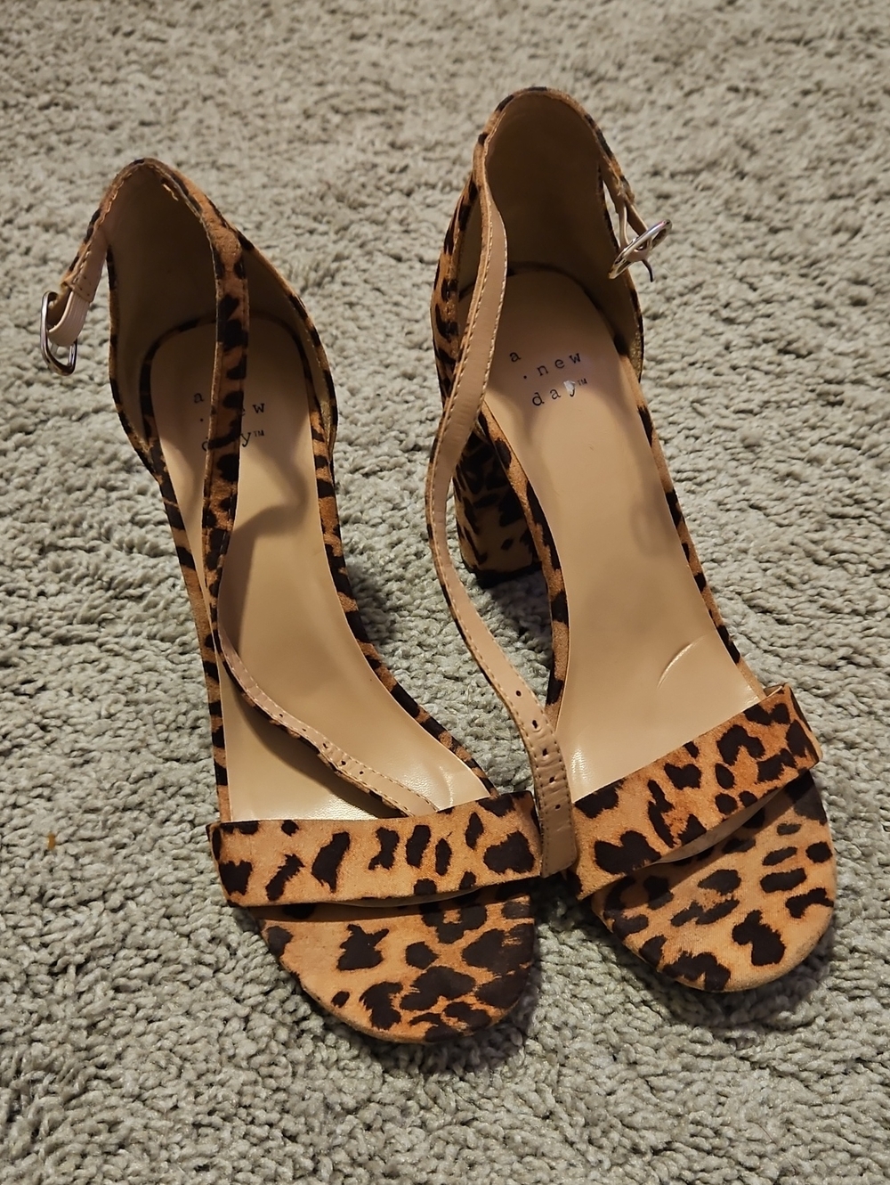 a new day Leopard Print Block Heel Sandals - Brown & Black